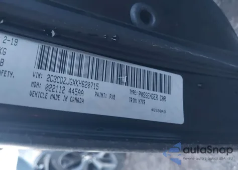 2019 Dodge Challenger Gt из США, поврежденный, VIN 2C3CDZJGXKH620715